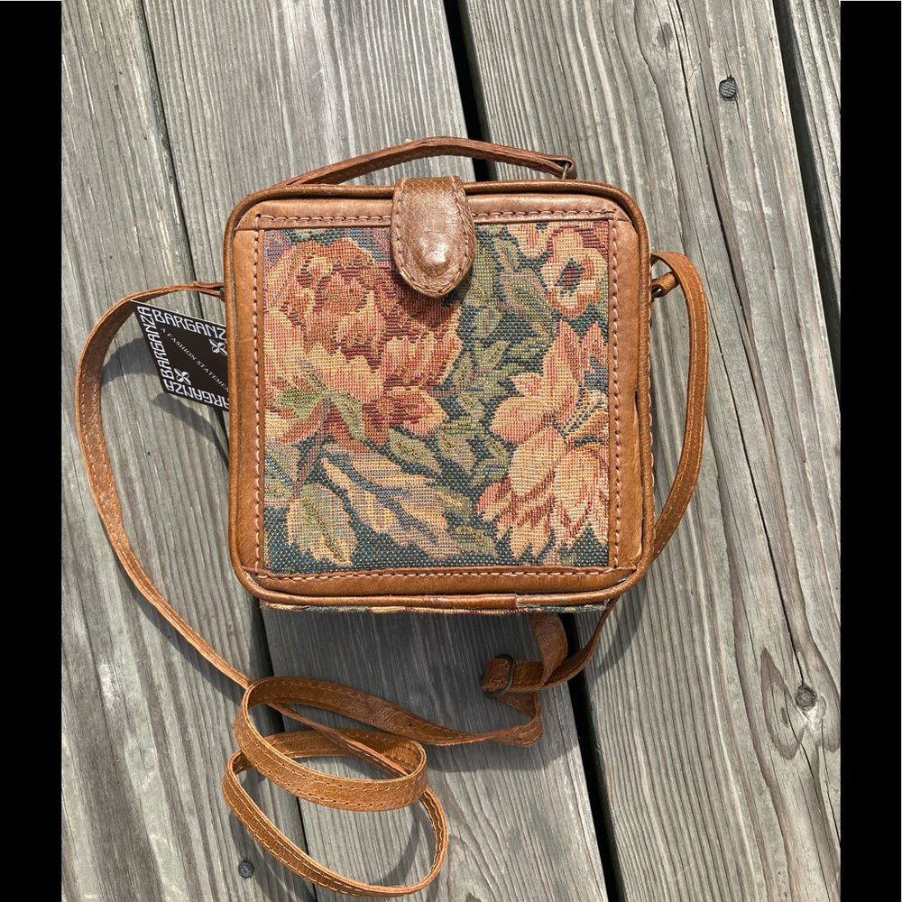 Vintage Tapestry & Leather Crossbody Bag